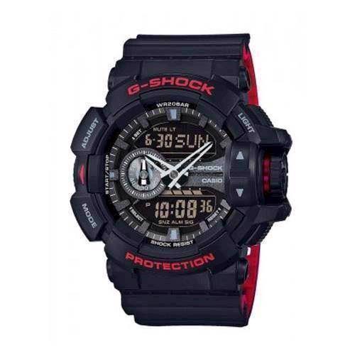 Image of Casio G-Shock sort med rødt quartz multifunktion (5398) Herre ur, model GA-400HR-1AER